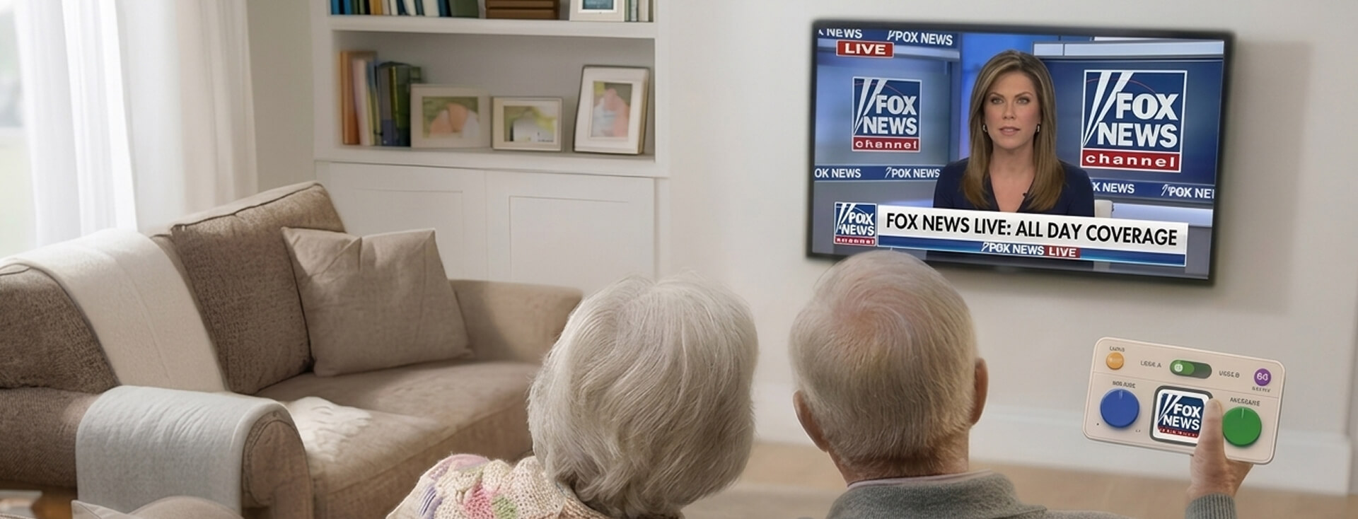 Senior couple using the EZ-TV remote to watch television