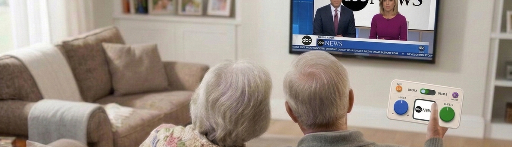 Older adults using the EZ-TV remote.