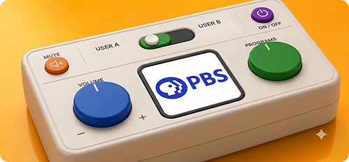 Close-up of the EZ-TV remote and its key controls