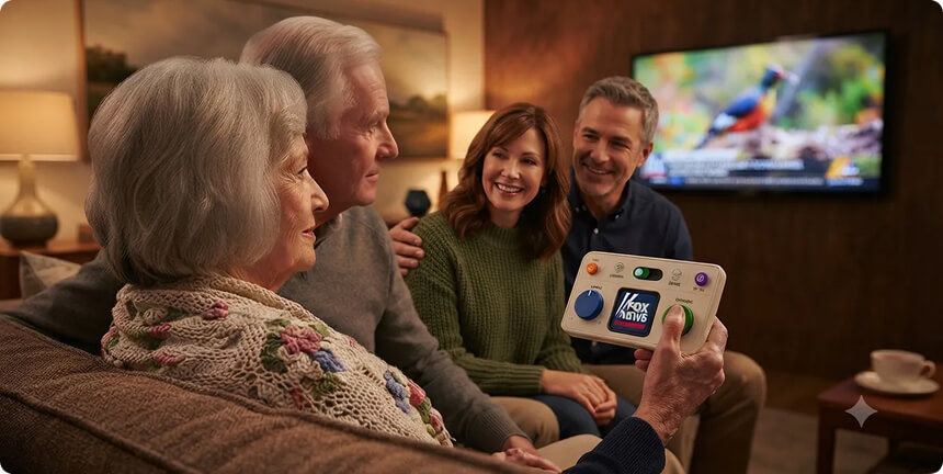 Family watching TV